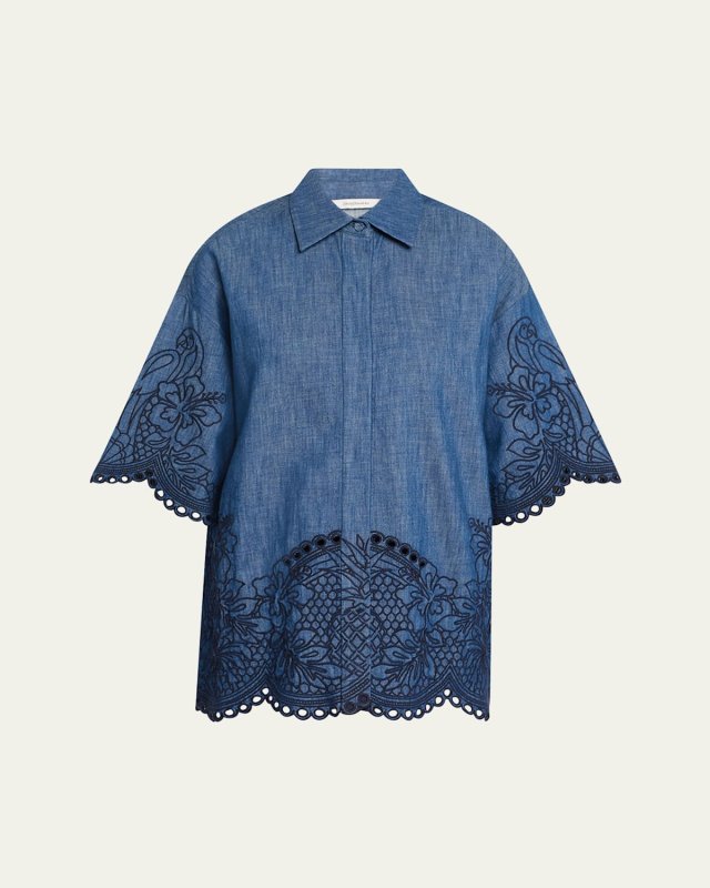 Coco Embroidered Denim Shirt